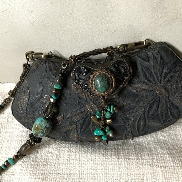 Maya Evangelista Frosted Charcoal Lace Resin Hard Case Shoulder Bag